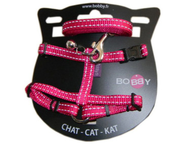 ENSEMBLE HARNAIS + LAISSE CHAT SAFE FUCHSIA